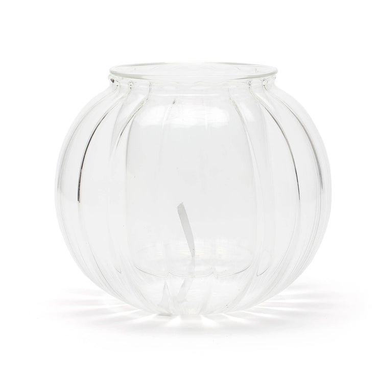 Medium Ribbed Glass Self-Watering Planter:
