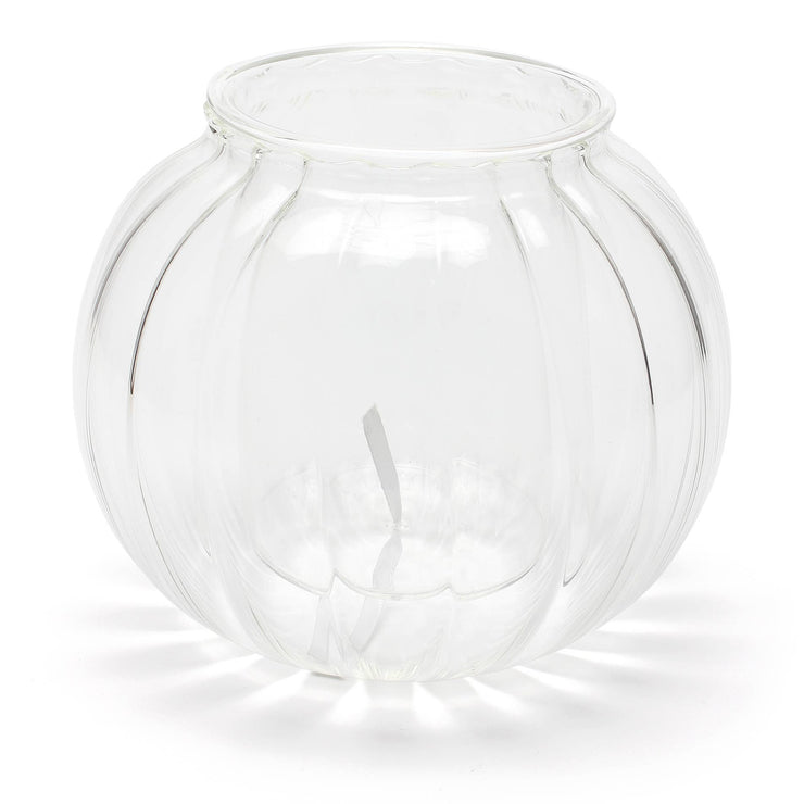 Medium Ribbed Glass Self-Watering Planter: