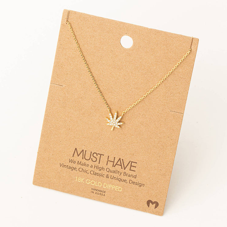 Jewel Cannabis Pendant Necklace