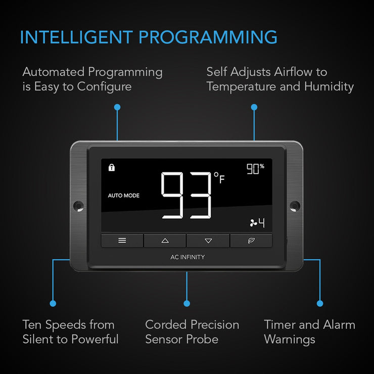 AC Infinity, Cloudline T6, Quiet Inline Duct Fan System with Temperature and Humidity Controller, 6 Inch - 150 MM